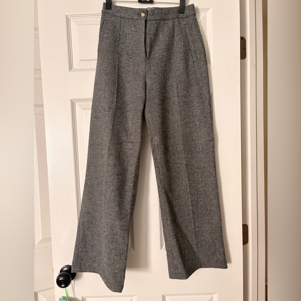 Sezane Gray Wide-Leg Trousers
